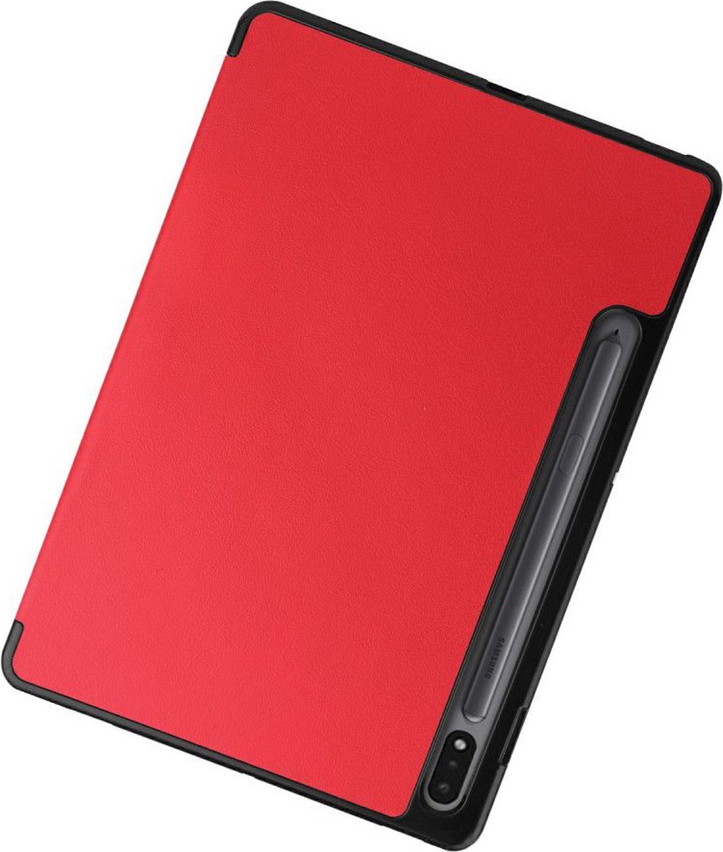 Just in Case Smart Tri-fold met Penhouder Samsung Galaxy Tab S8 / S7 Book Case Rood - Afbeelding 8