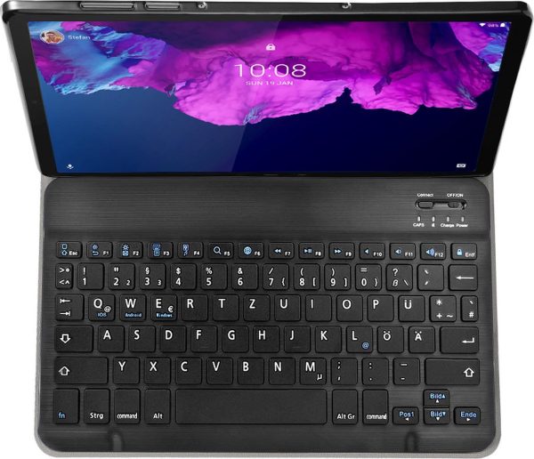 Lenovo Tab P11 Toetsenbord Hoes hoesje - Just in Case - Effen Zwart - Kunstleer - Afbeelding 7