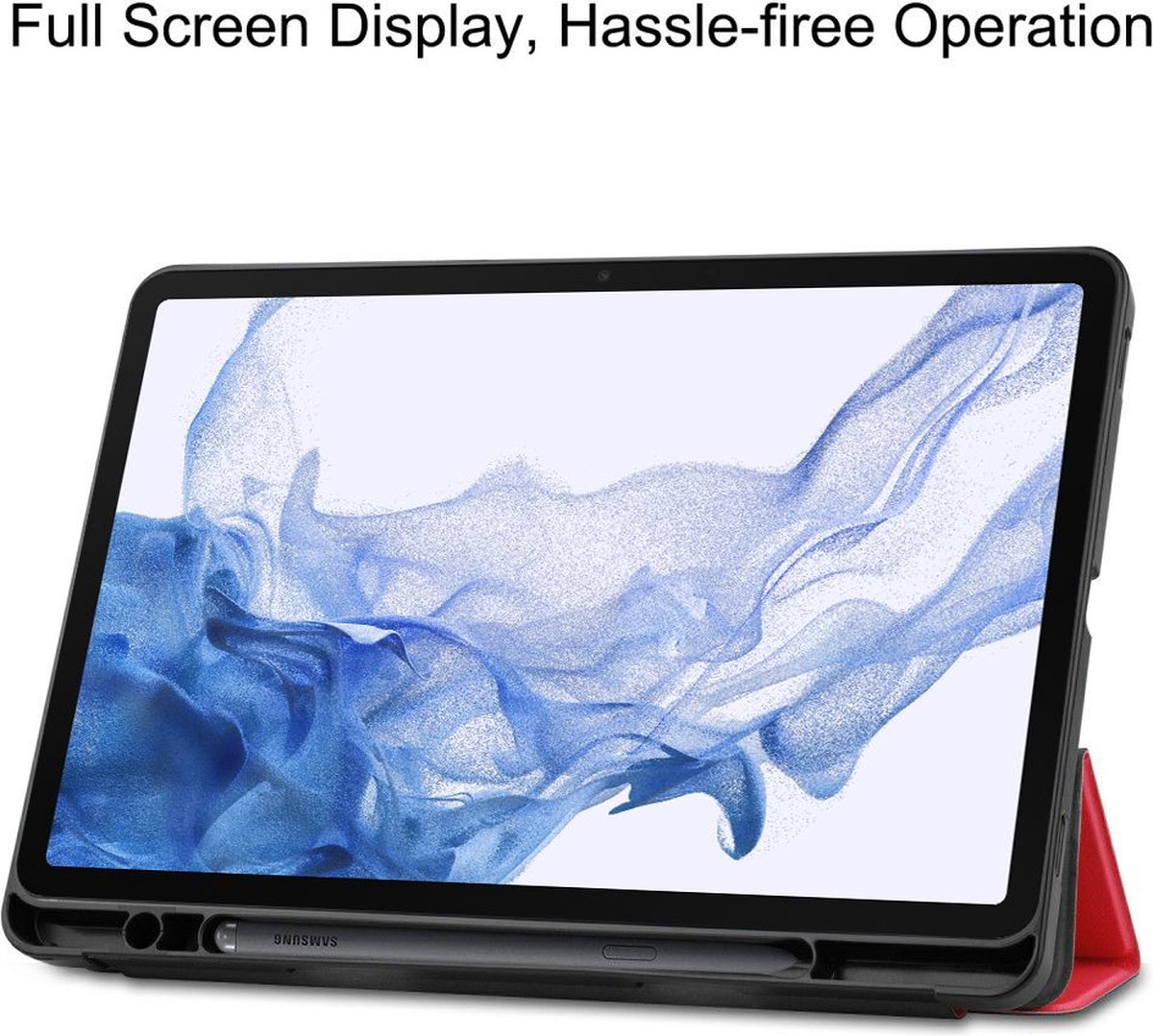 Just in Case Smart Tri-fold met Penhouder Samsung Galaxy Tab S8 / S7 Book Case Rood - Afbeelding 5