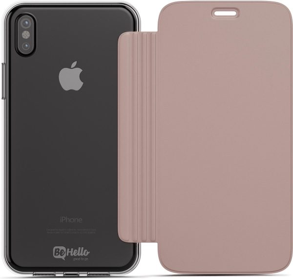 BeHello iPhone XS  X Book Case with Tranparant Back Rose Goud - Afbeelding 4