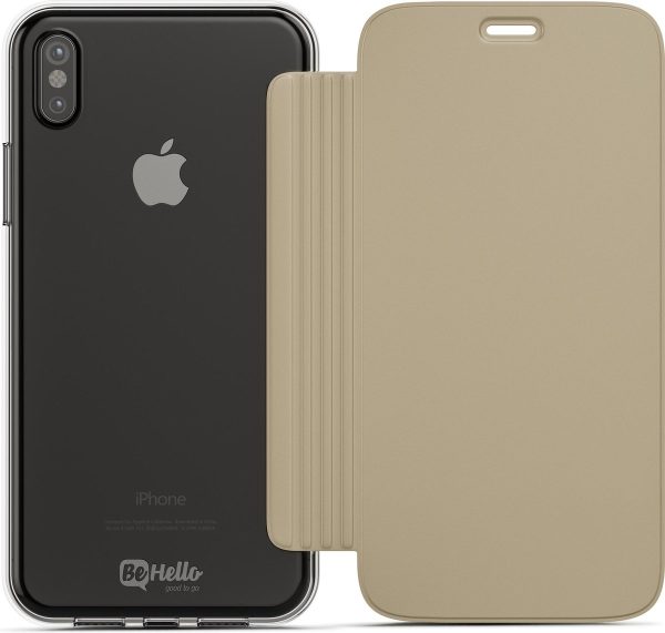 BeHello Book Case Transparant Back Goud voor iPhone X  Xs - Afbeelding 4