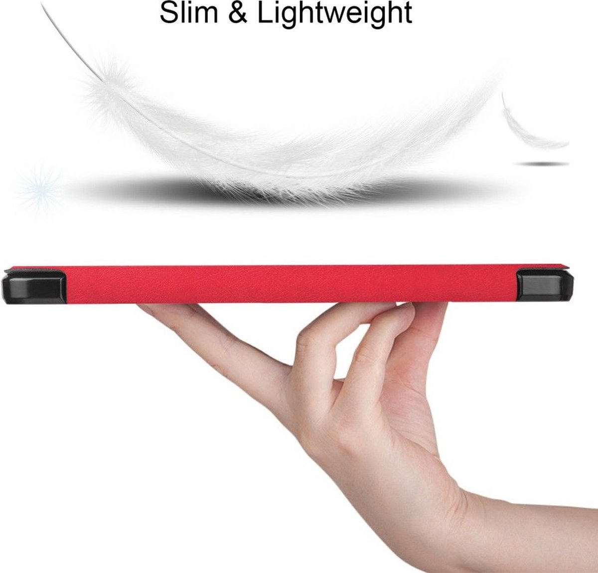 Just in Case Smart Tri-fold met Penhouder Samsung Galaxy Tab S8 / S7 Book Case Rood - Afbeelding 3