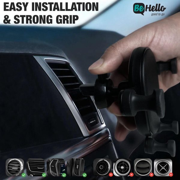 BeHello Universele Telefoonhouder I  2-in-1 Autohouder voor Ventilatierooster én Dashboard / Autoruit - Zwart - Automatische vergrendeling - Uitschuifbare Arm - Draaibaar - Afbeelding 12