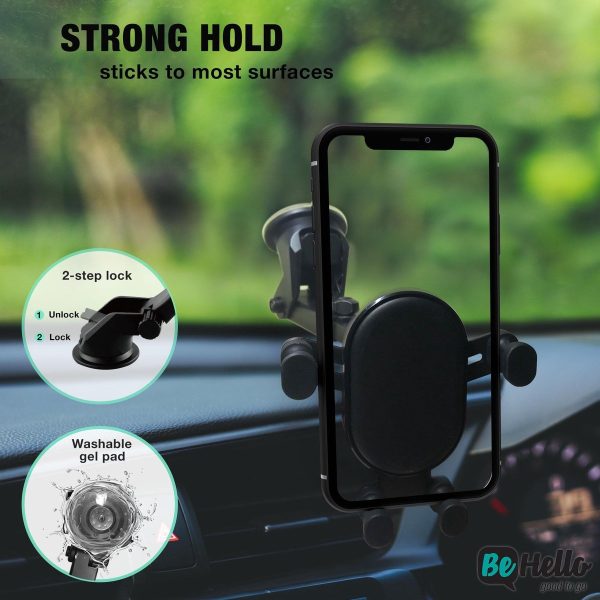 BeHello Universele Telefoonhouder I  2-in-1 Autohouder voor Ventilatierooster én Dashboard / Autoruit - Zwart - Automatische vergrendeling - Uitschuifbare Arm - Draaibaar - Afbeelding 13