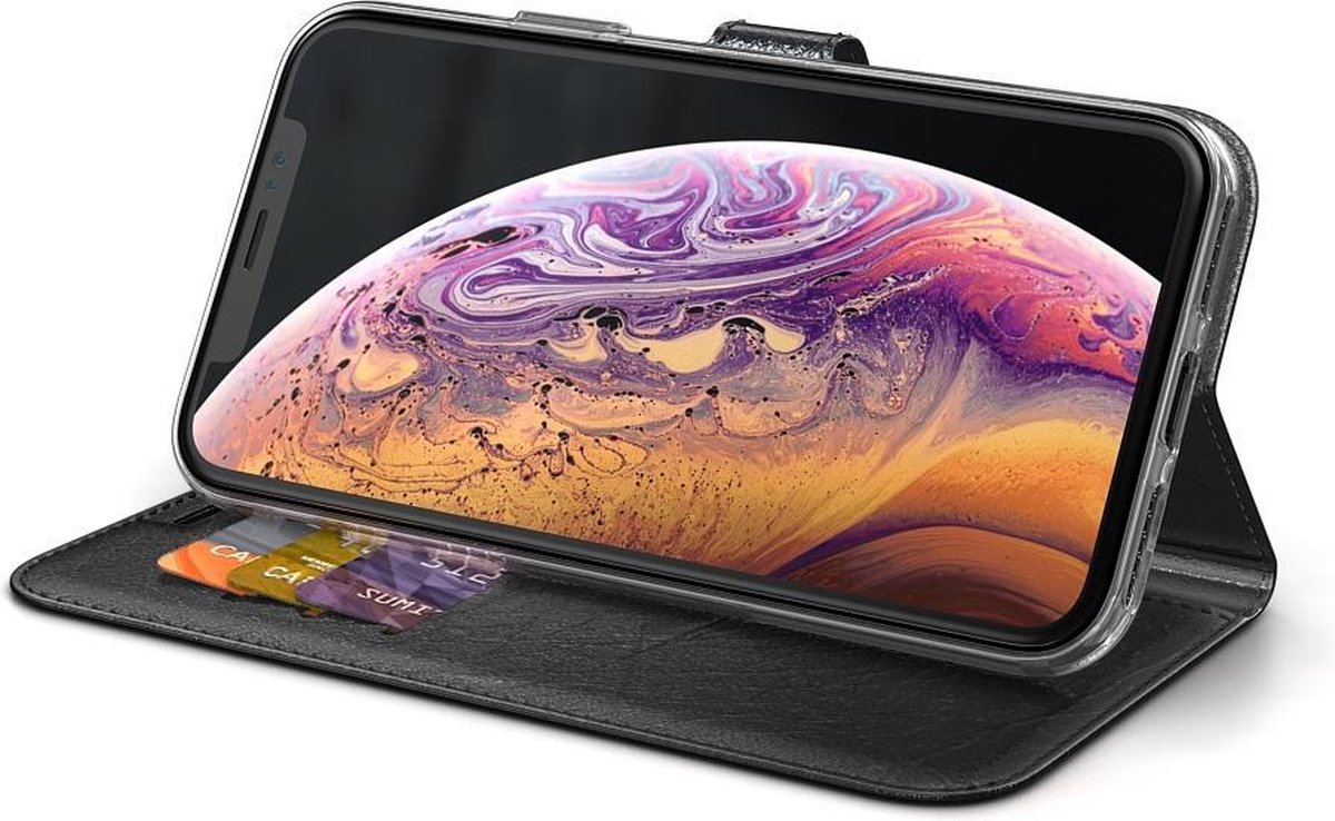 BeHello iPhone X  XS Hoesje - Gel Wallet Case Met Ruimte Voor 3 Pasjes Zwart - Afbeelding 2