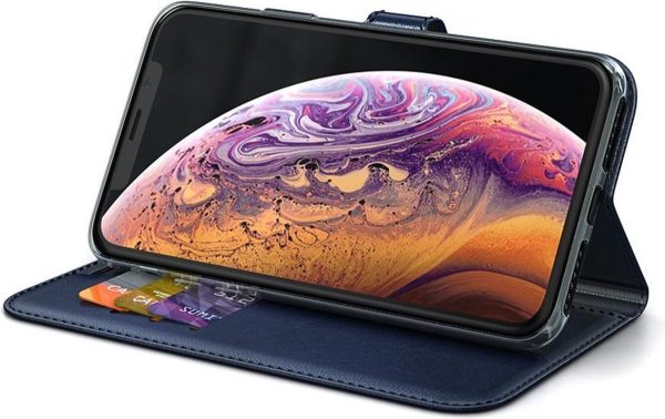 BeHello iPhone X  XS Hoesje - Gel Wallet Case Met Ruimte Voor 3 Pasjes Blauw - Afbeelding 3