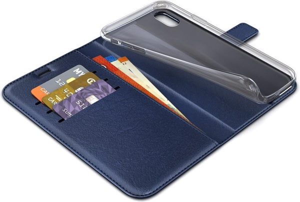 BeHello iPhone X  XS Hoesje - Gel Wallet Case Met Ruimte Voor 3 Pasjes Blauw - Afbeelding 2