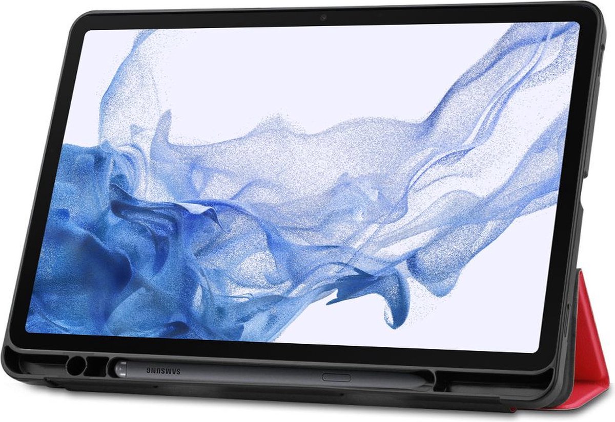 Just in Case Smart Tri-fold met Penhouder Samsung Galaxy Tab S8 / S7 Book Case Rood - Afbeelding 9
