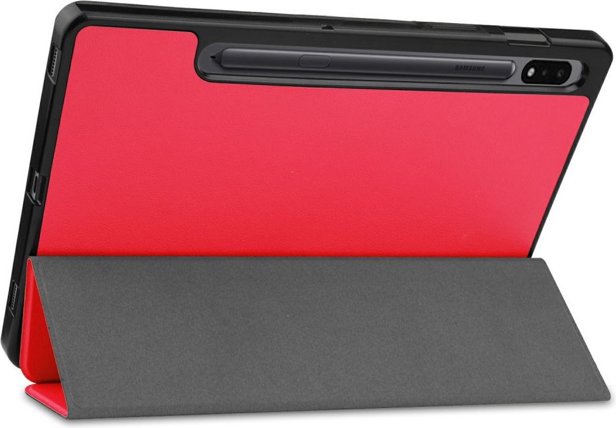 Just in Case Smart Tri-fold met Penhouder Samsung Galaxy Tab S8 / S7 Book Case Rood - Afbeelding 7