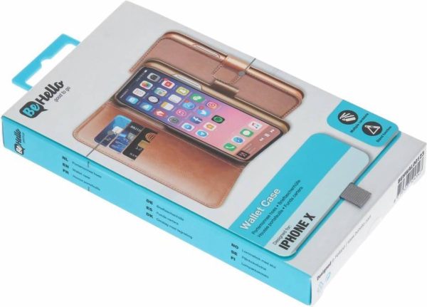 BeHello iPhone X  XS Hoesje - Wallet Case Met Ruimte Voor 3 Pasjes Bruin - Afbeelding 5