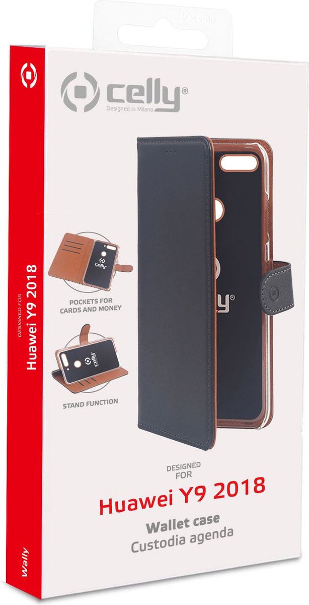 Celly - Wallet case - huawei Y9 2018 - black - Afbeelding 4
