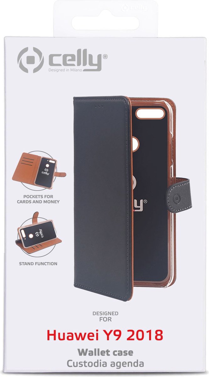 Celly - Wallet case - huawei Y9 2018 - black - Afbeelding 3