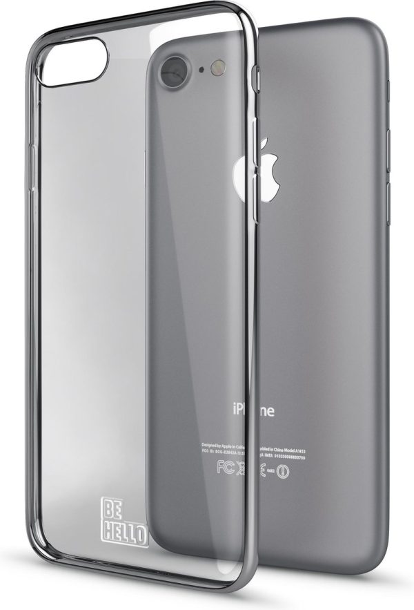 BeHello iPhone 8  7  6s  6 Gel Siliconen Hoesje Transparant met Zilveren Rand - Afbeelding 3