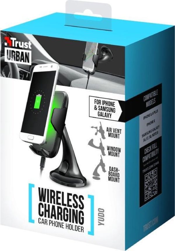 Trust Urban Yudo - Draadloze Smartphone Oplaadhouder voor in de Auto - Zwart - Afbeelding 9
