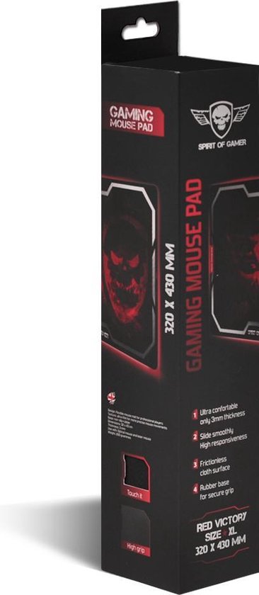 Spirit of Gamer Smokey Skull Gaming Muismat - 435 x 323 mm - Zwart/Rood — extra foto 1