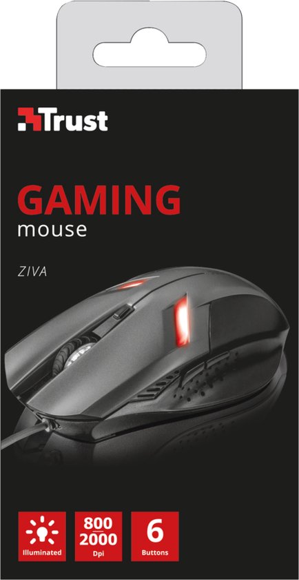 Trust ZIVA GAMING MOUSE muis Gamen Rechtshandig USB Type-A 2000 DPI — extra foto 0