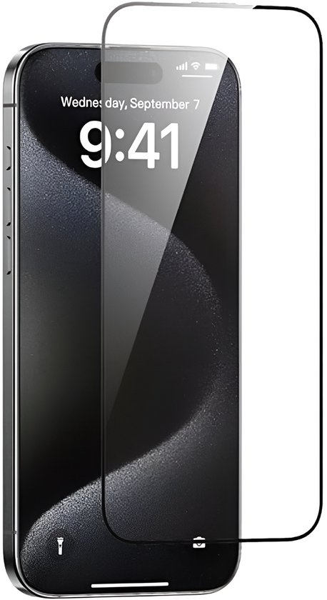 Mobile5 - Glas Screenprotector voor iPhone 14 Pro/15/16 - Matte afwerking - Anti Reflectie - Kras en Valbestendig - Gehard Glas - Volledig scherm vullend - Zwart omlijnd