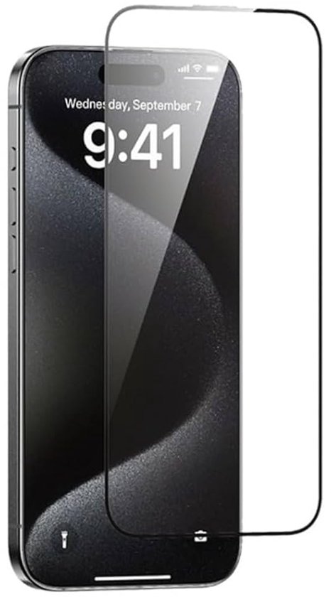 Mobile5 - Glas Screenprotector voor iPhone 17 Pro - Matte afwerking - Anti Reflectie - Kras en Valbestendig - Gehard Glas - Volledig scherm vullend - Zwart omlijnd