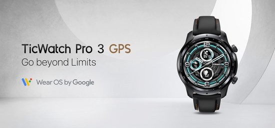 Mobvoi Ticwatch Pro 3 GPS smartwatch Black Shadow AMOLED dubbel layer technologie 48mm wear OS 1.4in Zwart — extra foto 0