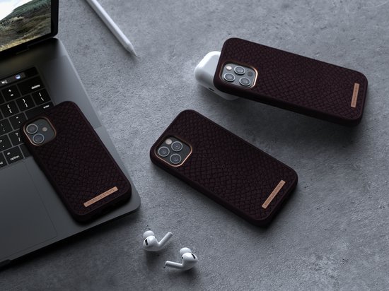 Njord byELEMENTS iPhone 12 Mini hoesje - Telefoonhoesje van Hoogwaardig Zalmleer - Gereycled / Duurzaam materiaal - 2 Meter valbescherming - Geschikt voor Magsafe / Draadloos laden - Paars — extra foto 0