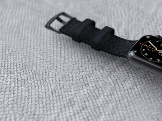 Njord byELEMENTS Geschikt voor Apple Watch bandje - 40/41mm - Hoogwaardig Smartwatchbandje van Zalmleer - Comfortabel Design - Duurzaam materiaal - Grijs — extra foto 0