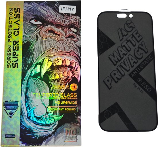 Mobile5 - Privacy Glas Screenprotector voor iPhone 17 - Mat Privacy - Anti Reflectie - Kras en Valbestendig - Volledig schermvullend - Zwart omlijnd — extra foto 0