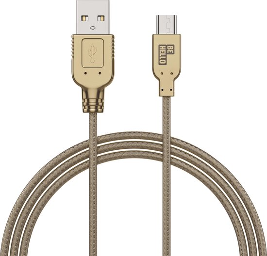Behello Charge and Sync cable - Micro USB (1m) Braided Gold