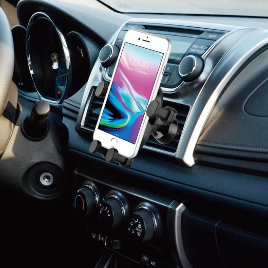 BeHello Universele Telefoonhouder I 2-in-1 Autohouder voor Ventilatierooster én Dashboard / Autoruit - Zwart - Automatische vergrendeling - Uitschuifbare Arm - Draaibaar — extra foto 0