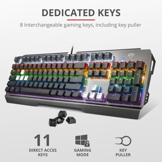 GXT 877 Scarr - Gaming Toetsenbord - Mechanisch - Verlicht - Zwart, Metallic — extra foto 0