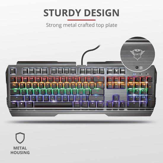 GXT 877 Scarr - Gaming Toetsenbord - Mechanisch - Verlicht - Zwart, Metallic — extra foto 2