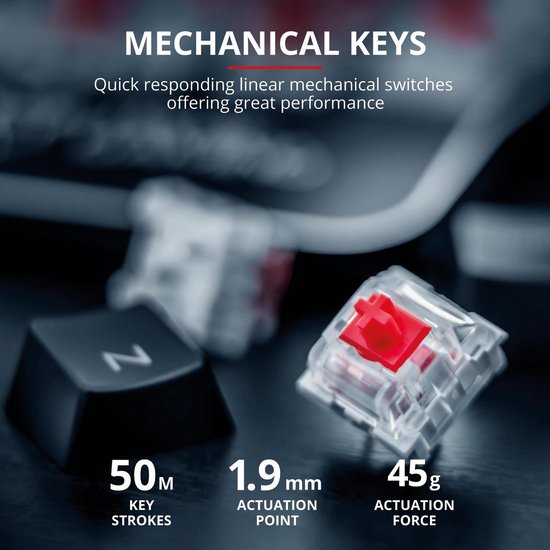 GXT 877 Scarr - Gaming Toetsenbord - Mechanisch - Verlicht - Zwart, Metallic — extra foto 3