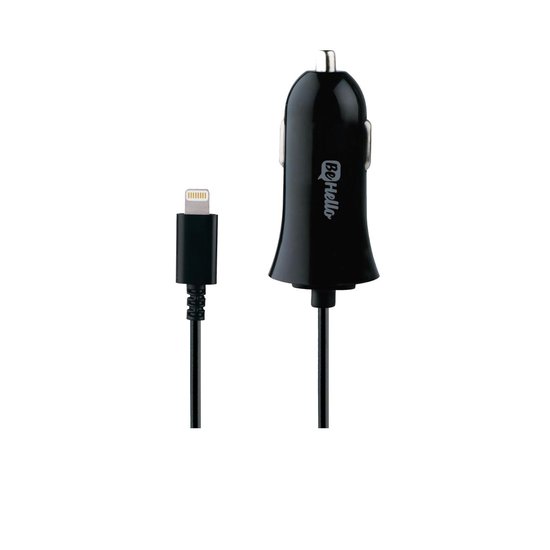 BeHello Autolader met Lightning kabel (1.2m) 2.1A Zwart