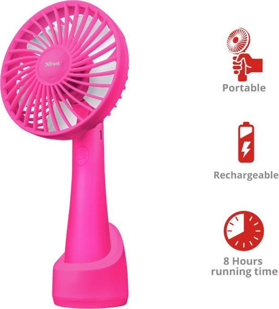 Trust Ventu Go| Draagbare Ventilator | Oplaadbaar | met bureau-standaard
