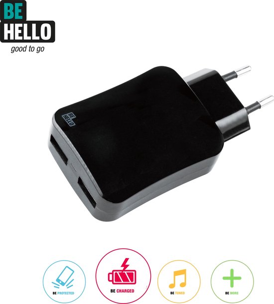 BeHello Oplader met 2 USB-poorten 3.1A Zwart — extra foto 0