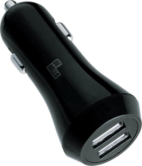 BeHello Autolader met 2-USB Poorten 3.4A Zwart