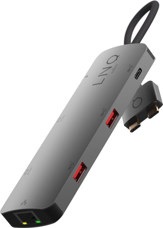 LINQ Connects 7-in-2 Pro USB-C Hub – Dual 4K HDMI, 10Gbps & Ethernet voor MacBook M1/M2 — extra foto 0
