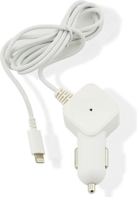 Muvit autolader Apple lightning connector - wit - 1 Amp - 1.2m — extra foto 0