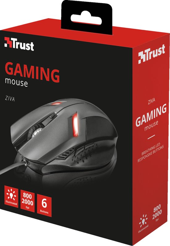 Trust ZIVA GAMING MOUSE muis Gamen Rechtshandig USB Type-A 2000 DPI — extra foto 4