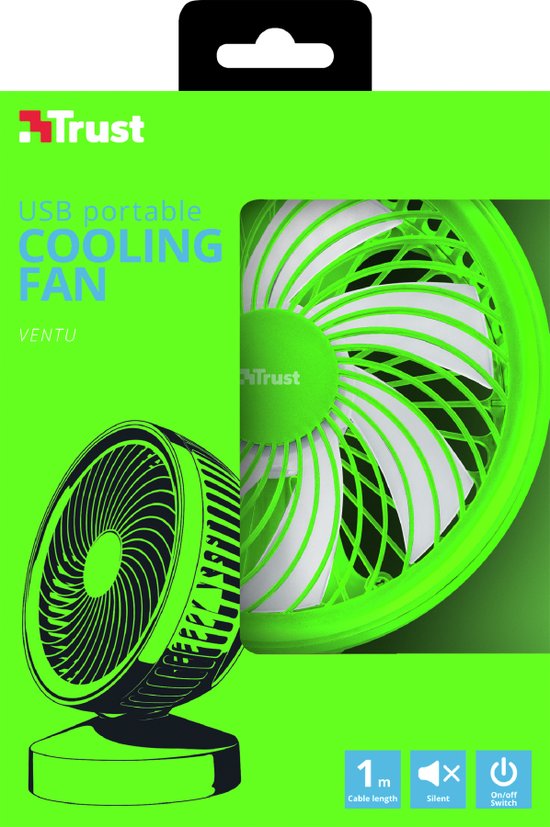 Trust - Ventu | USB Ventilator | 42 dB | Antislipvoet | Veiligheidsrooster | Groen — extra foto 0