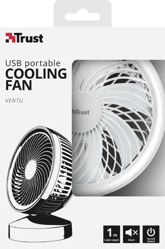 Trust - Ventu | USB Ventilator | 42 dB | Antislipvoet | Veiligheidsrooster | Wit — extra foto 0
